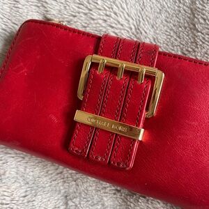 Michael Kors Vintage Red Leather Buckle Wallet
